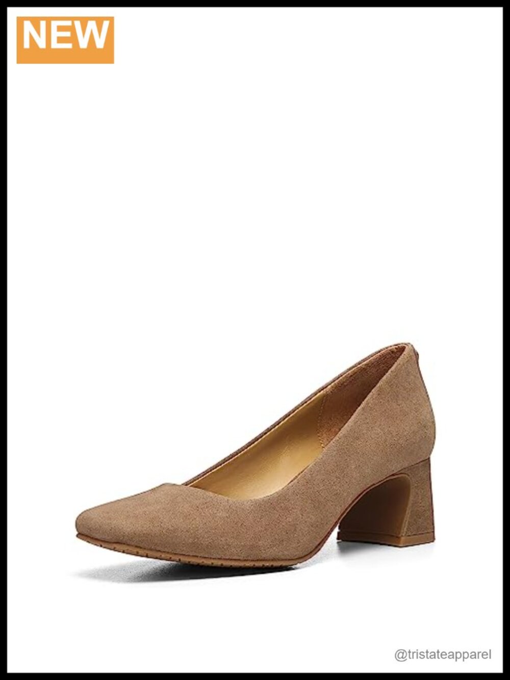 Kid Suede Square Toe Pump Heels Memory Foam Heels for Women